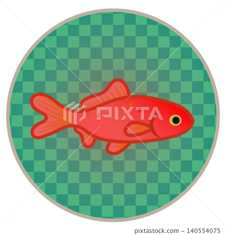 Goldfish illustration with a circular background Goldfish illustration with a circular background 140554075