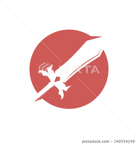 Sword logo template, simple silhouette design and symbol of strength for brands or posters with a minimalist style 140554249