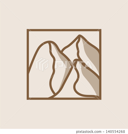 Sahara logo template concept, simple modern Sahara mountain view, suitable for brands with a minimalist aesthetic concept. Sahara logo template concept, simple modern Sahara mountain view, suitable for brands with a minimalist aesthetic concept. 140554268