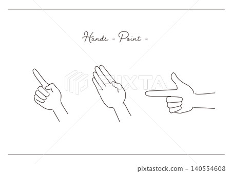 A set of line art illustrations featuring hands and pointing poses. A set of line art illustrations featuring hands and pointing poses. 140554608