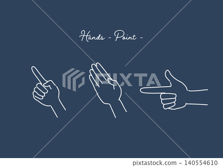 Set of navy blue illustrations featuring hands and fingers pointing. Set of navy blue illustrations featuring hands and fingers pointing. 140554610