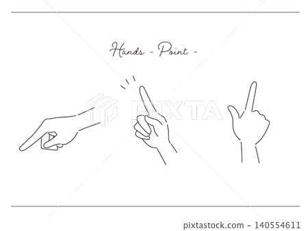 A set of line art illustrations featuring hands and pointing poses. A set of line art illustrations featuring hands and pointing poses. 140554611