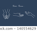 一組深藍色插圖，描繪了一隻處於接球姿勢的手。 140554629