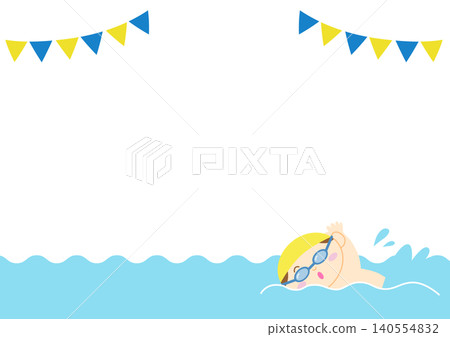 A horizontal frame featuring a boy swimming the crawl stroke. A horizontal frame featuring a boy swimming the crawl stroke. 140554832