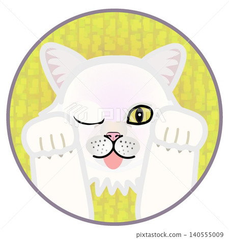 Cat illustration with a circular background Cat illustration with a circular background 140555009