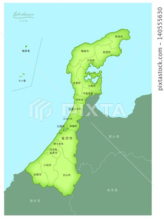 "Ishikawa Prefecture" - A series of three-dimensional maps of Japan. (Includes neighboring prefectures, cities, towns, and villages, and Japanese text) ISHIKAWA, JAPAN "Ishikawa Prefecture" - A series of three-dimensional maps of Japan. (Includes neighboring prefectures, cities, towns, and villages, and Japanese text) ISHIKAWA, JAPAN 140555630