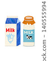 Collage-style handwritten milk set (milk carton, milk bottle) 140555994
