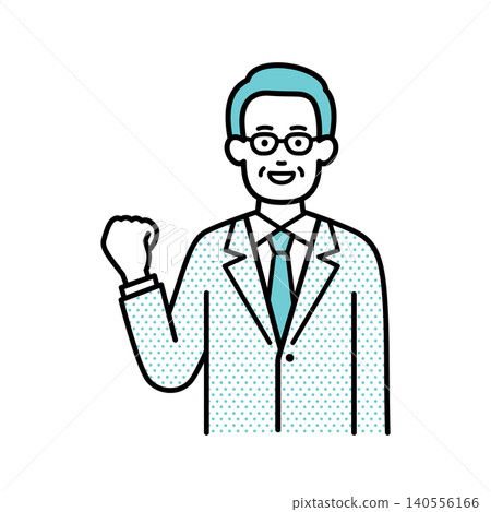 A senior businessman smiles and makes a victory pose. A senior businessman smiles and makes a victory pose. 140556166