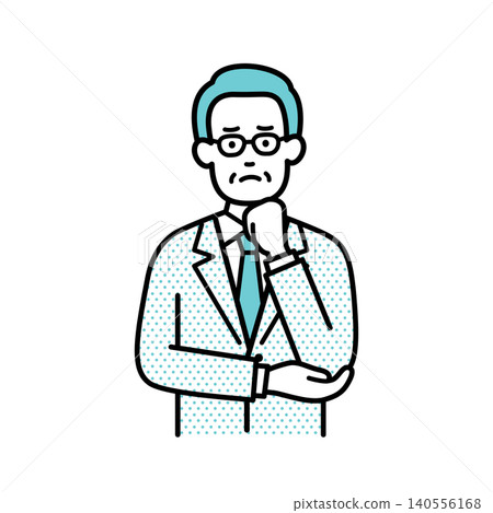 A senior businessman with his arms crossed, deep in thought. A senior businessman with his arms crossed, deep in thought. 140556168