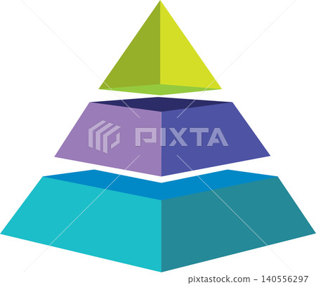 3d isometric Three Tiered Pyramid Diagram illustration 3d isometric Three Tiered Pyramid Diagram illustration 140556297