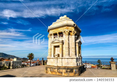 Neoclassical white marble mausoleum located in the Victoria Gardens with views of the sea and city in La Orotava, Tenerife, Canary Islands, Spain Neoclassical white marble mausoleum located in the Victoria Gardens with views of the sea and city in La Orotava, Tenerife, Canary Islands, Spain 140556553