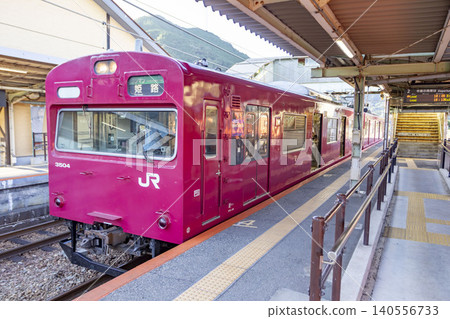 A 103 series train stopped at Teramae Station on the Bantan Line. A 103 series train stopped at Teramae Station on the Bantan Line. 140556733