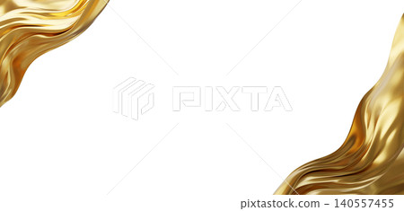 Luxury gold fabric corner border frame isolated on white background with copy space 3D render Luxury gold fabric corner border frame isolated on white background with copy space 3D render 140557455
