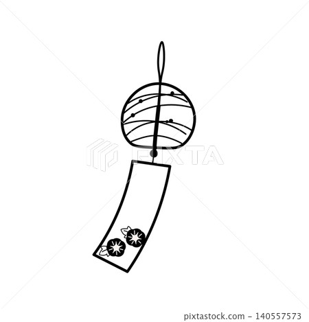簡潔的單色風鈴插畫。夏季主題。扁平化插畫風格。一幅清新怡人的風鈴插畫。 簡潔的單色風鈴插畫。夏季主題。扁平化插畫風格。一幅清新怡人的風鈴插畫。 140557573