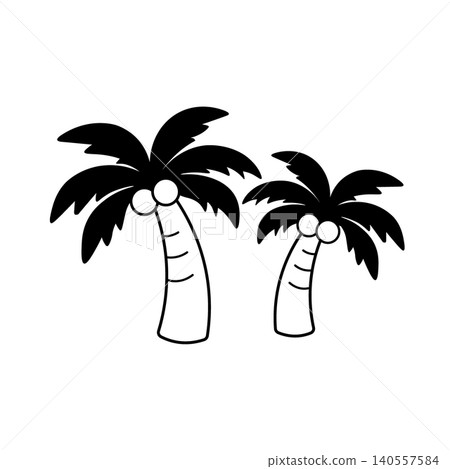 Simple monochrome illustration of a palm tree; summer theme; tropical. Simple monochrome illustration of a palm tree; summer theme; tropical. 140557584