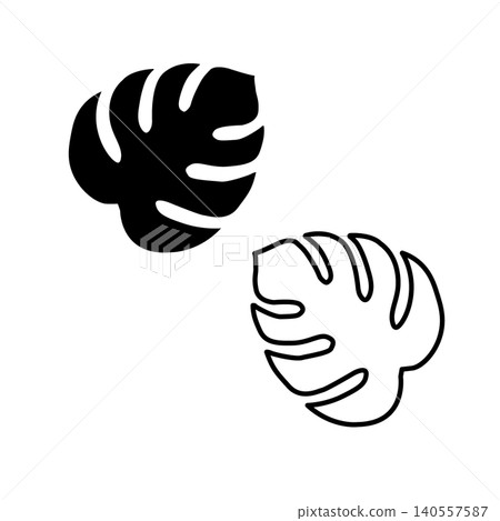 單色龜背竹葉插圖;扁平化插圖;夏季主題;簡潔。 單色龜背竹葉插圖;扁平化插圖;夏季主題;簡潔。 140557587