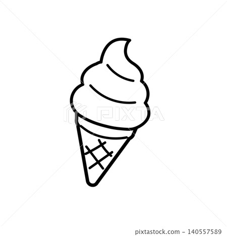 Simple monochrome illustration of soft serve ice cream. Flat illustration. Cute. Simple monochrome illustration of soft serve ice cream. Flat illustration. Cute. 140557589