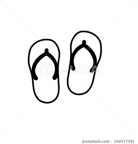Simple monochrome illustration of flip-flops; flat illustration; summer theme. Simple monochrome illustration of flip-flops; flat illustration; summer theme. 140557591