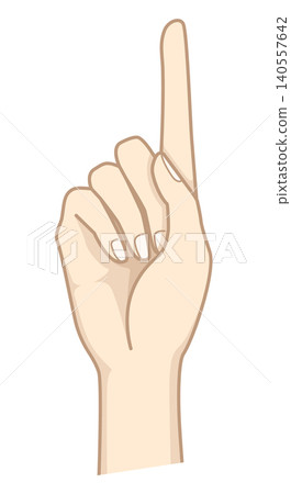 Hand gesture illustration with index finger raised | Pointing, Number One, Warning, Simple, Vector Hand gesture illustration with index finger raised | Pointing, Number One, Warning, Simple, Vector 140557642