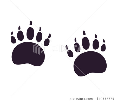 Bear paw print silhouettes set on white background Bear paw print silhouettes set on white background 140557775