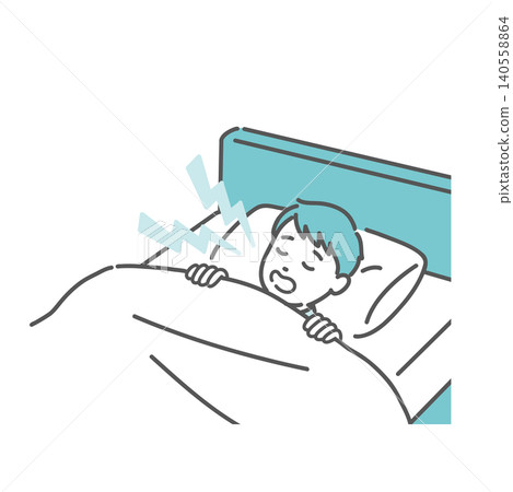 一幅男孩睡覺打鼾的插圖。 一幅男孩睡覺打鼾的插圖。 140558864