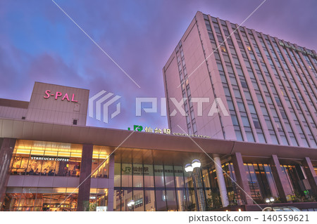 April 29 2026 west Sendai station plaza with sunset city lights April 29 2026 west Sendai station plaza with sunset city lights 140559621