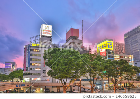 April 29 2026 Sendai downtown street with glass buildings at dusk April 29 2026 Sendai downtown street with glass buildings at dusk 140559623