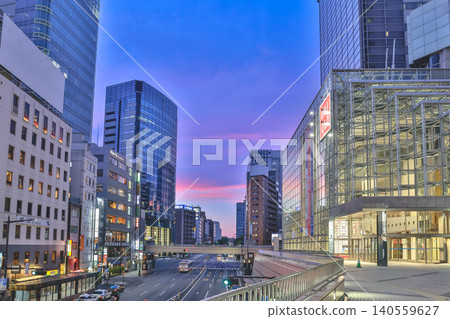 April 29 2026 Sendai downtown street with glass buildings at dusk April 29 2026 Sendai downtown street with glass buildings at dusk 140559627