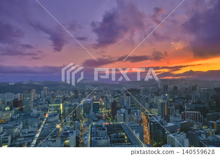 April 29 2026 Sendai skyline glowing under dramatic purple sunset April 29 2026 Sendai skyline glowing under dramatic purple sunset 140559628