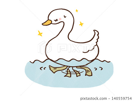 The swan swims gracefully beneath the surface, its legs moving frantically (unseen effort, hidden struggles). The swan swims gracefully beneath the surface, its legs moving frantically (unseen effort, hidden struggles). 140559754