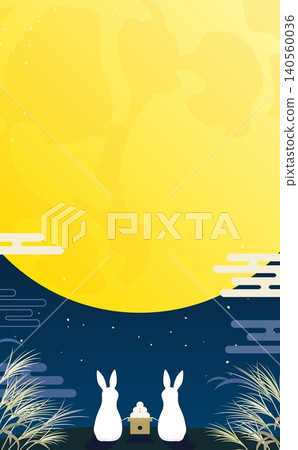 一幅兔子賞月與一輪碩大滿月的畫面(直版) 一幅兔子賞月與一輪碩大滿月的畫面(直版) 140560036
