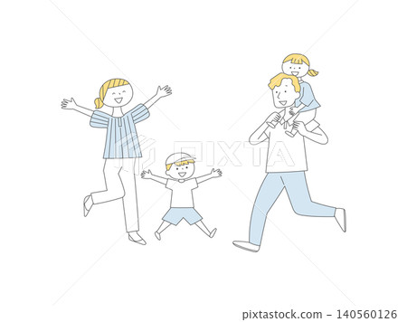 A monochrome illustration of a happy parent and child. A monochrome illustration of a happy parent and child. 140560126