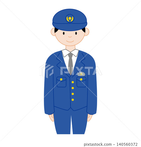 身穿警服的男子插圖(無輪廓線)。 身穿警服的男子插圖(無輪廓線)。 140560372