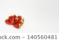 Macro photography of strawberries, white background, copy space, fresh fruit material. 140560481