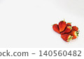 Macro photography of strawberries, white background, copy space, fresh fruit material. 140560482