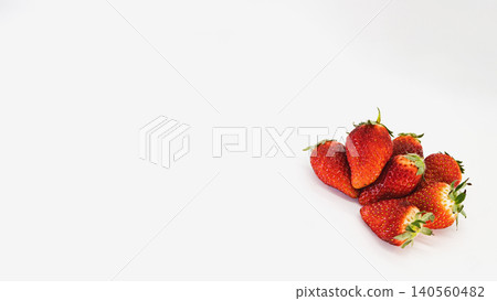 Macro photography of strawberries, white background, copy space, fresh fruit material. Macro photography of strawberries, white background, copy space, fresh fruit material. 140560482