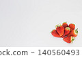 Macro photography of strawberries, white background, copy space, fresh fruit material. 140560493