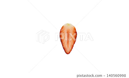 Strawberry cross-section, transparent background, macro photography, fruit pulp, food ingredient 140560998