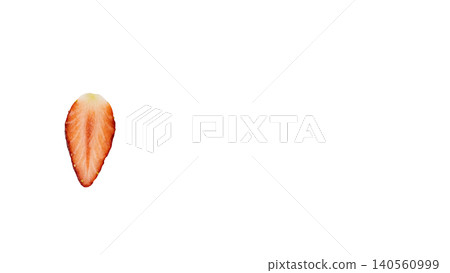 Strawberry cross-section, transparent background, macro photography, fruit pulp, food ingredient 140560999
