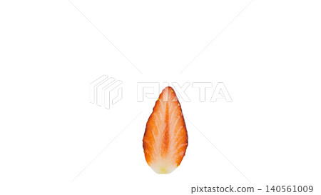 Strawberry cross-section, transparent background, macro photography, fruit pulp, food ingredient 140561009