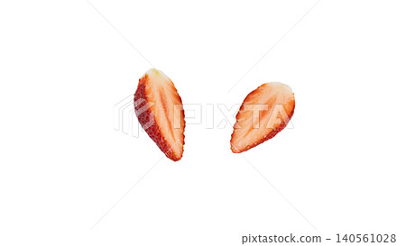 Strawberry cross-section, close-up, flesh, macro, transparent background, fruit material 140561028