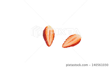 Strawberry cross-section, close-up, flesh, macro, transparent background, fruit material 140561030