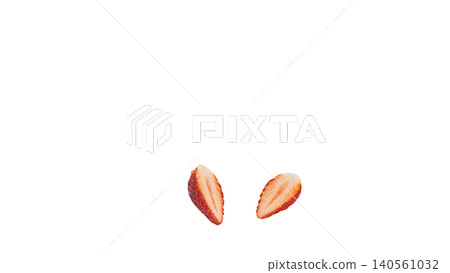 Strawberry cross-section, close-up, flesh, macro, transparent background, fruit material 140561032
