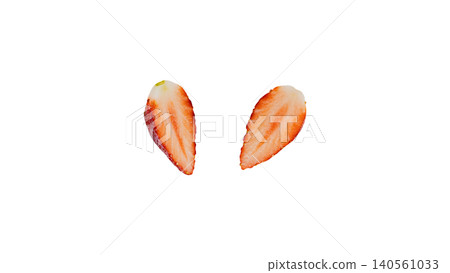 Strawberry cross-section, close-up, flesh, macro, transparent background, fruit material 140561033