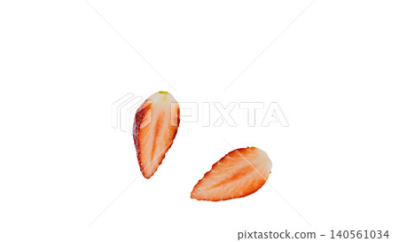 Strawberry cross-section, close-up, flesh, macro, transparent background, fruit material 140561034