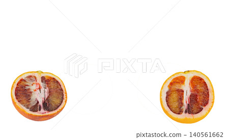 Blood orange, taro, moro: comparison, cross-section, macro, transparent background. Blood orange, taro, moro: comparison, cross-section, macro, transparent background. 140561662