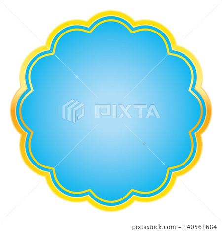 Gold-rimmed light blue medal (Flower 2) 140561684