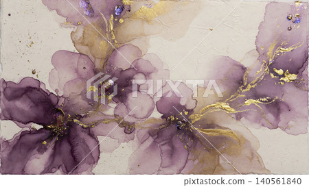 以紫色和金色水彩交融為一體的奢華日式現代背景。 以紫色和金色水彩交融為一體的奢華日式現代背景。 140561840