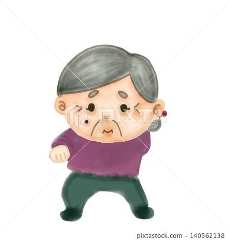 Illustration of a senior woman with a worried expression, ready to face danger. (Image for protection against fraudulent business practices, crime prevention, and showing caution to the elderly.) Illustration of a senior woman with a worried expression, ready to face danger. (Image for protection against fraudulent business practices, crime prevention, and showing caution to the elderly.) 140562138