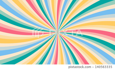 Retro Sunburst Background with Colorful Twisting Pastel Rays 140563335